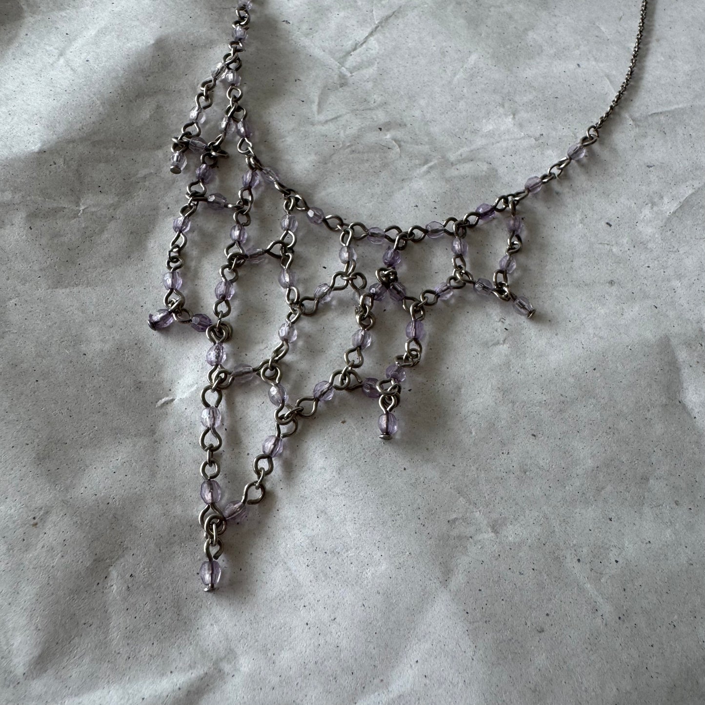 Silver Necklace with purple pearls | Bern