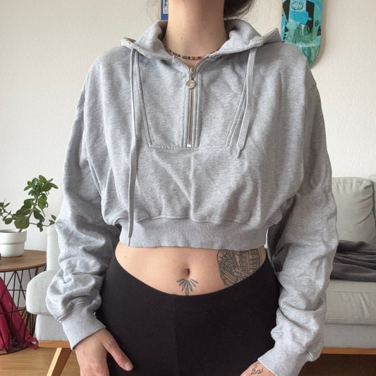Reworked Gray cropped POLAR Hoodie | Bern