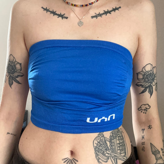 Blue strapless Sports Top