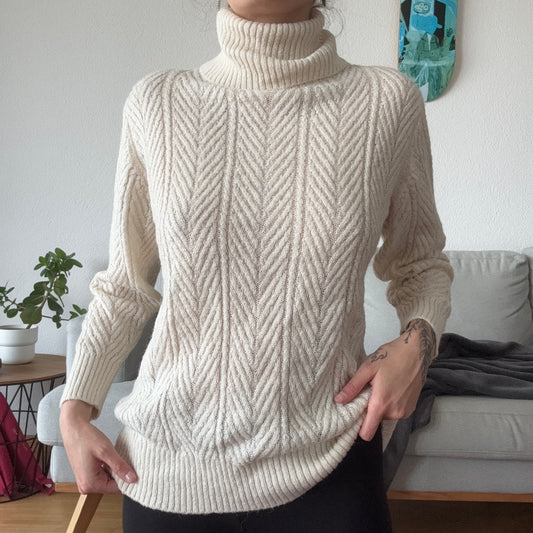 Beige Turtleneck Knit Sweater | Bern