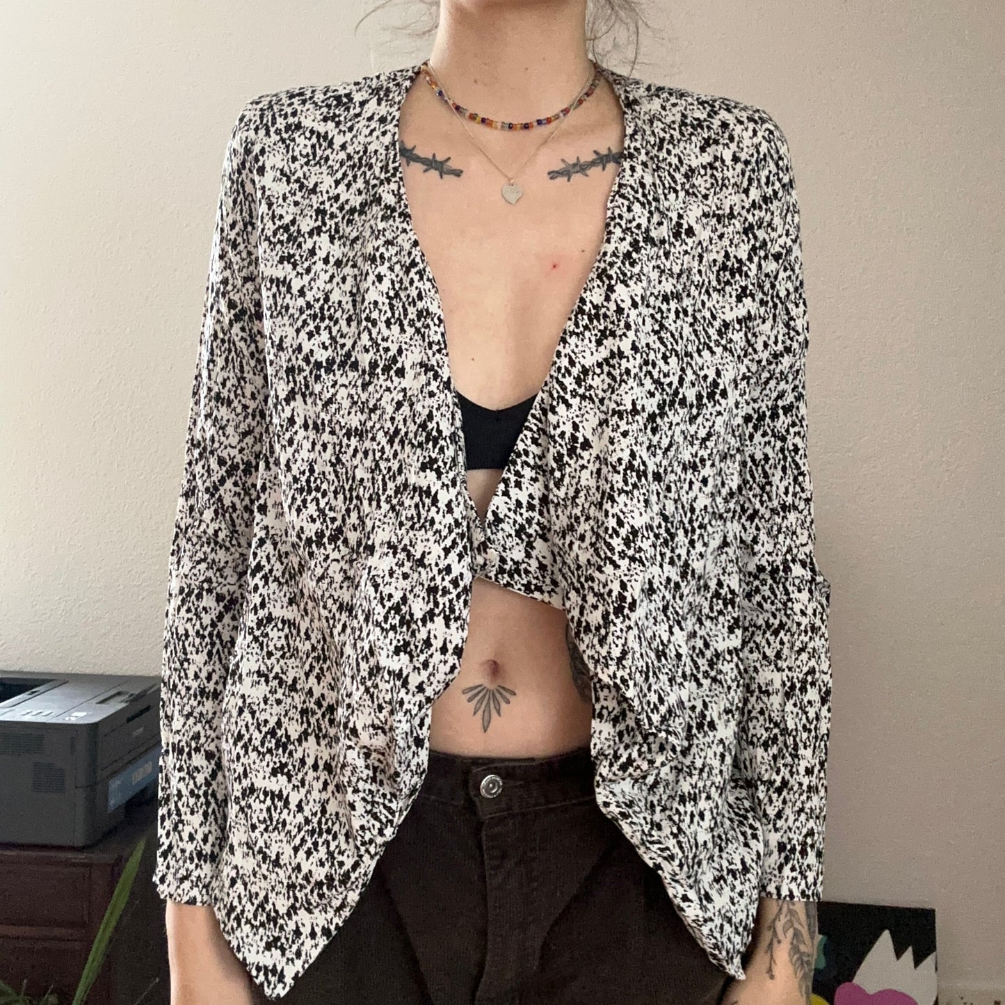 White Cardigan with black dots