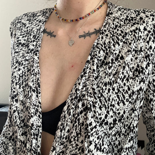 White Cardigan with black dots | Bern