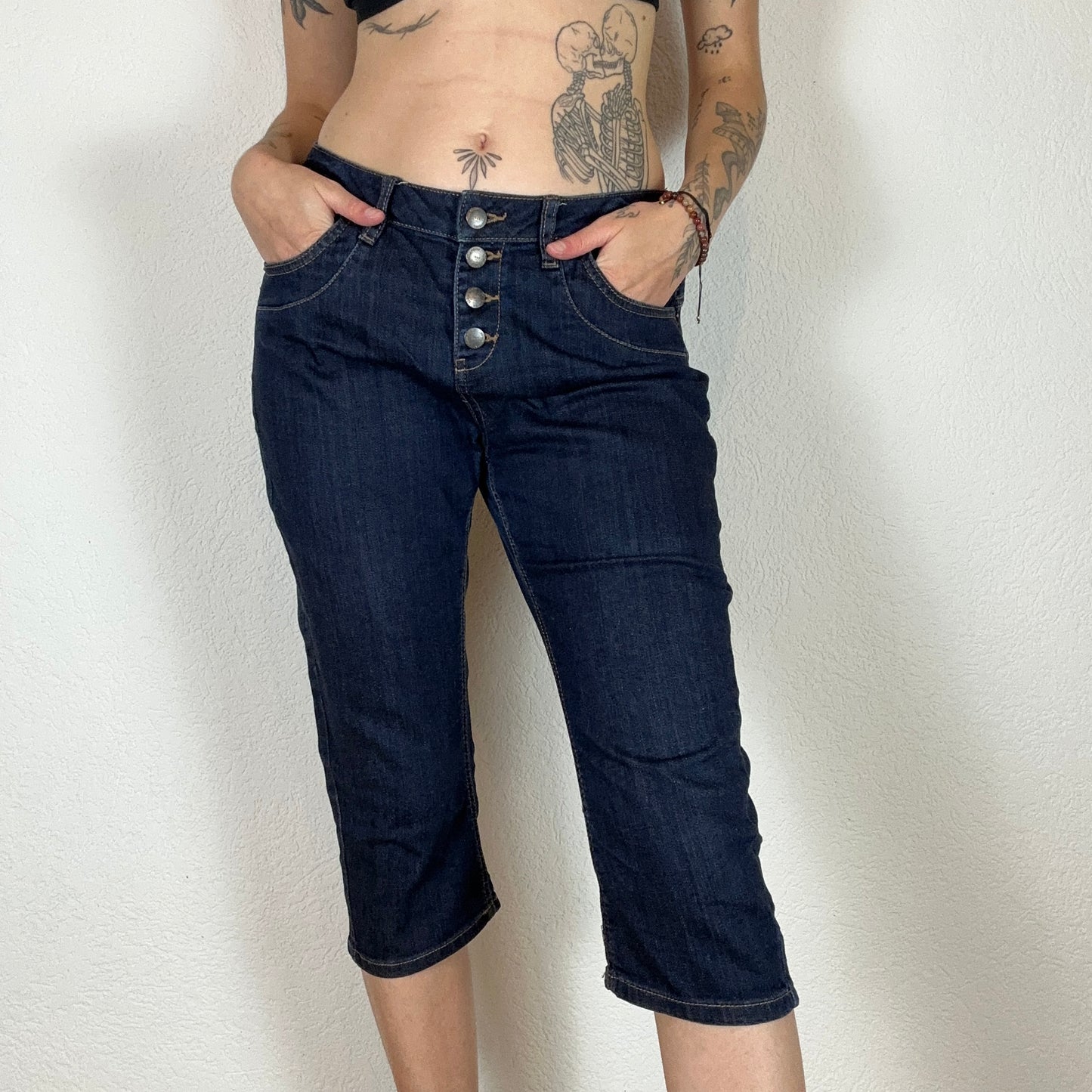 Y2K Dark Blue Capri Jeans