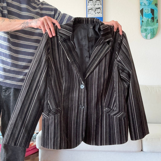 Black Blazer with gray and white Stripes