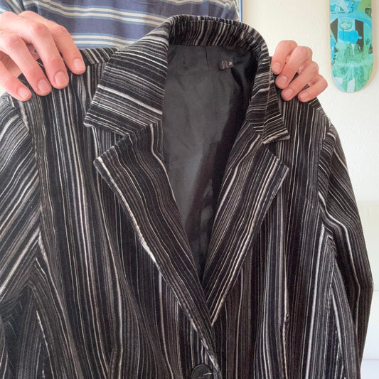 Black Blazer with gray and white Stripes