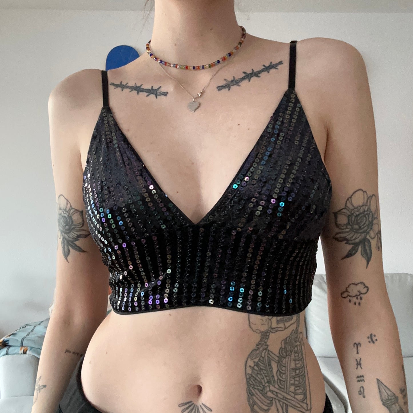 Black glittery cropped Top