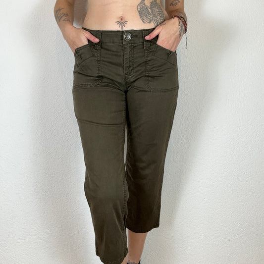 Y2K Green Cargo Capri Jeans