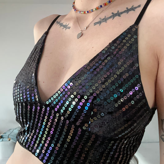 Black glittery cropped Top