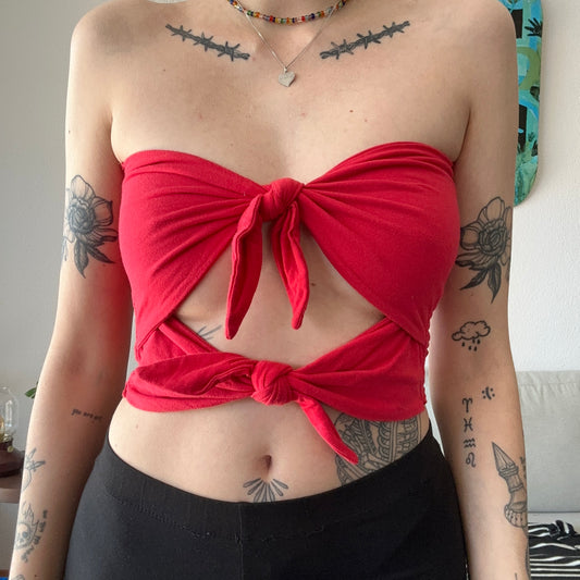 Red Strapless Top | Bern