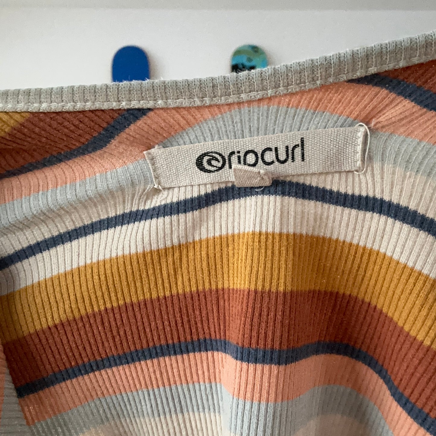 Orange, blue and yellow striped Top