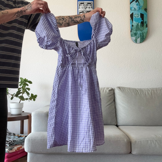 White and Purple Checked Dress | Bern