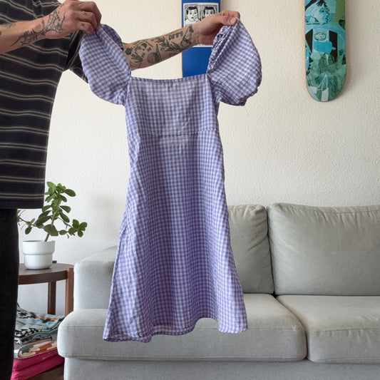 White and Purple Checked Dress | Bern