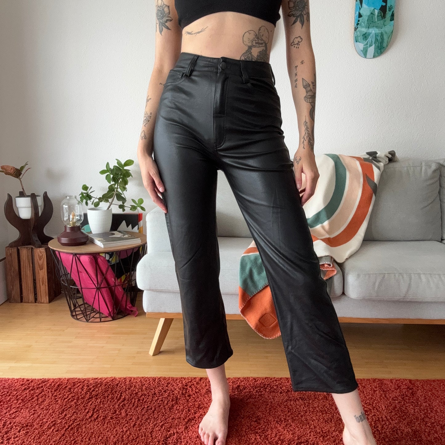 Black Fake Leather Pants