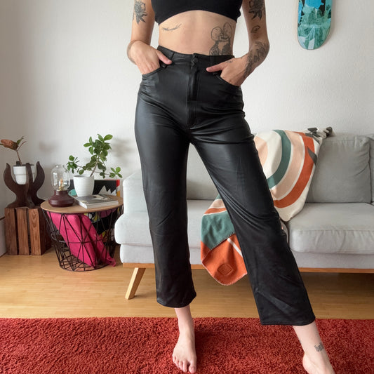 Black Fake Leather Pants | Bern