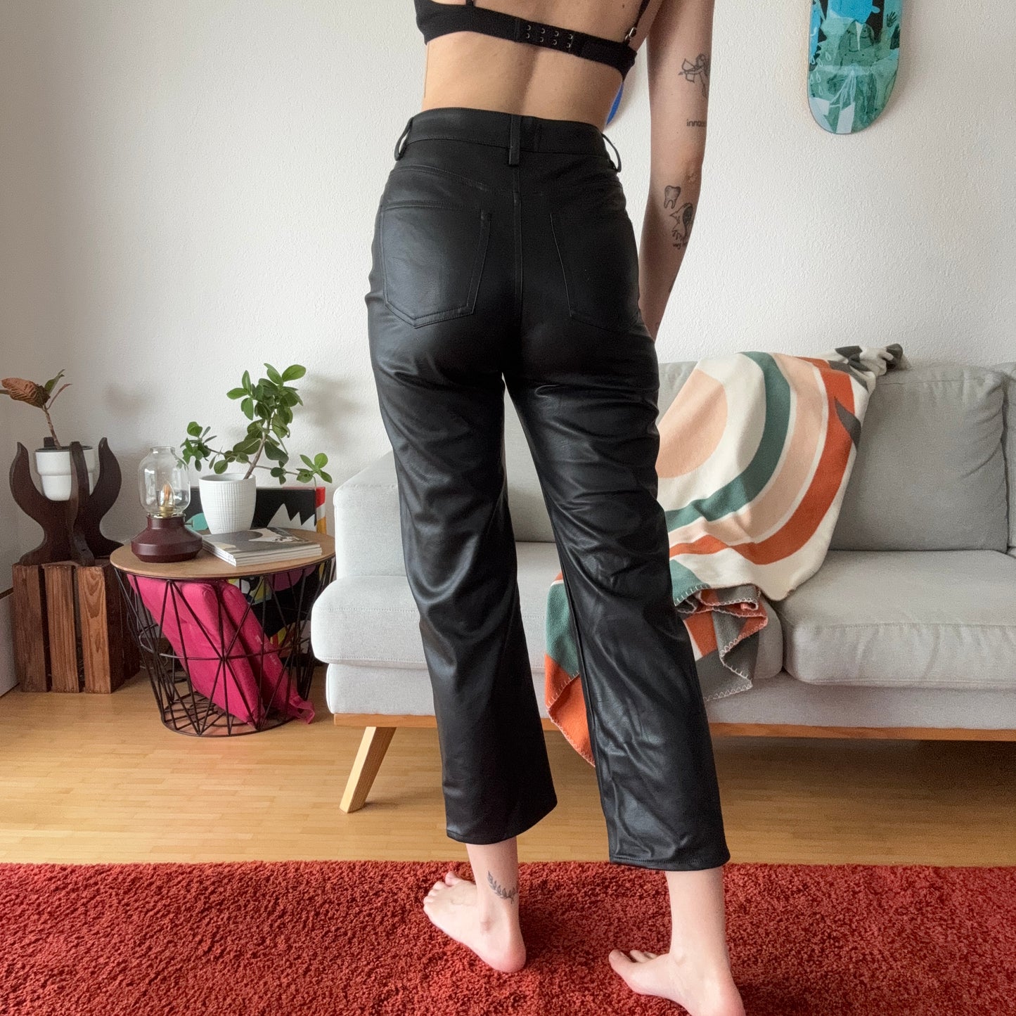 Black Fake Leather Pants