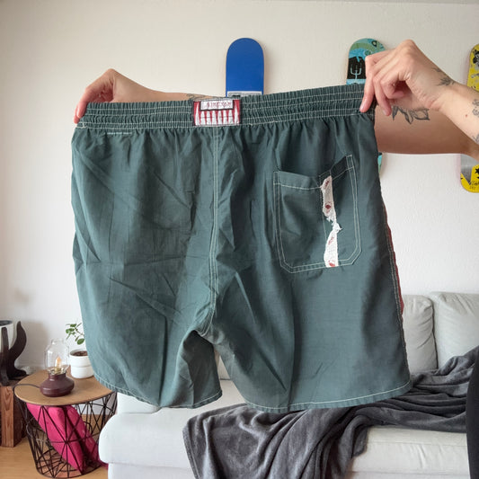Vintage, Green, Red, and Beige Shorts