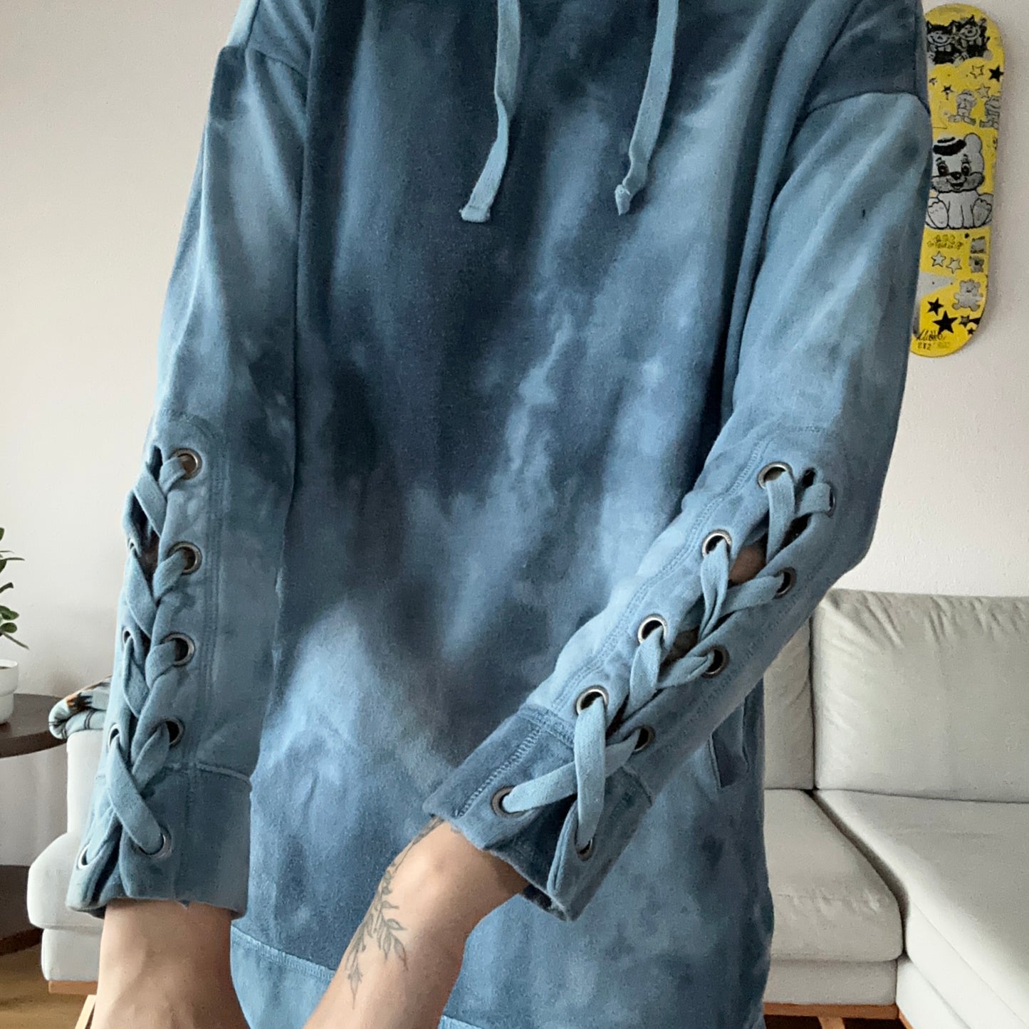 Blue Hoodie / Dress with cute arm details