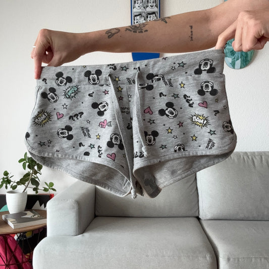 Graue Disney-Shorts mit Micky-Maus-Muster