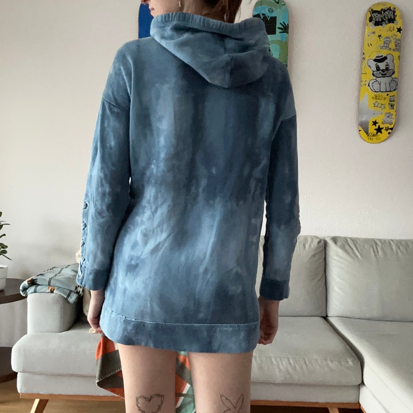 Blue Hoodie / Dress with cute arm details