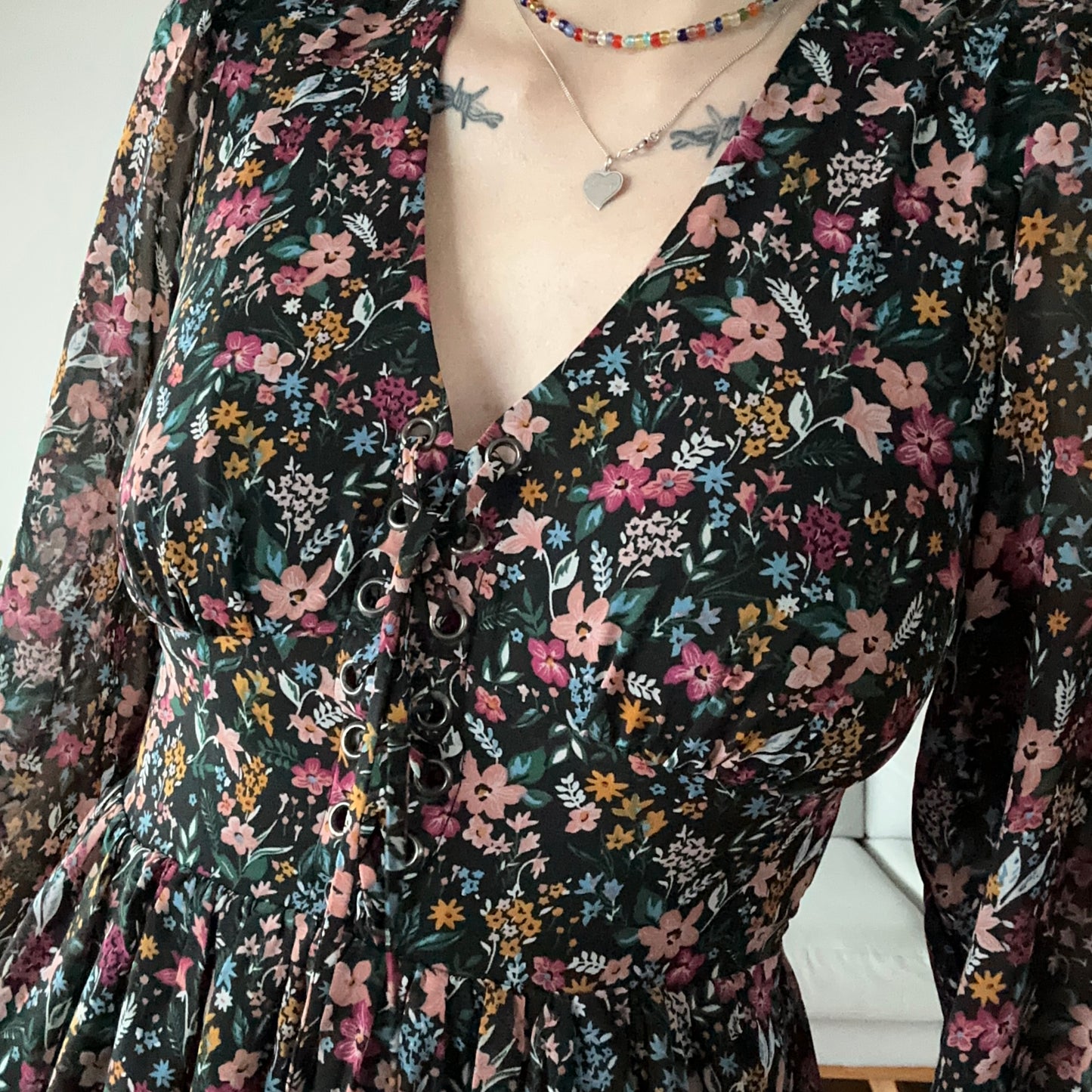 Black Dress with cute flower Print