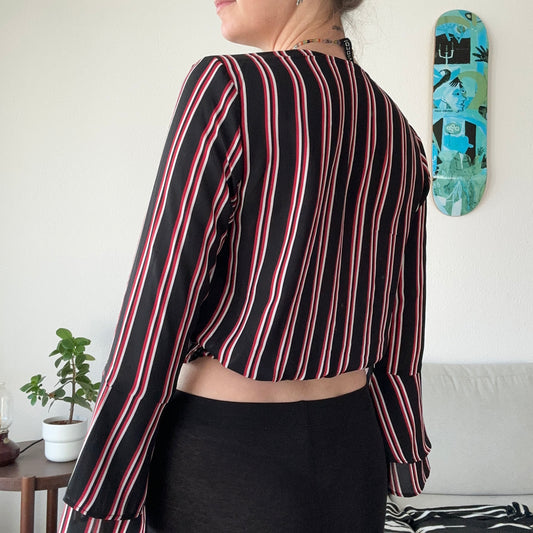 Black, Red and white striped Blouse | Bern