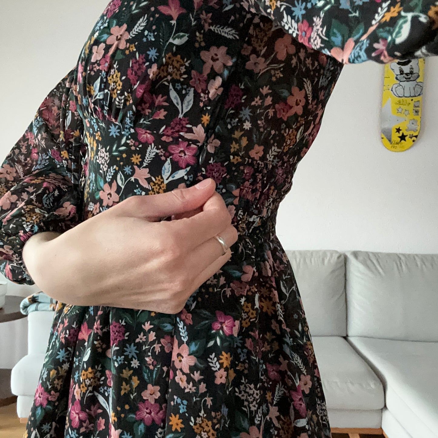 Black Dress with cute flower Print