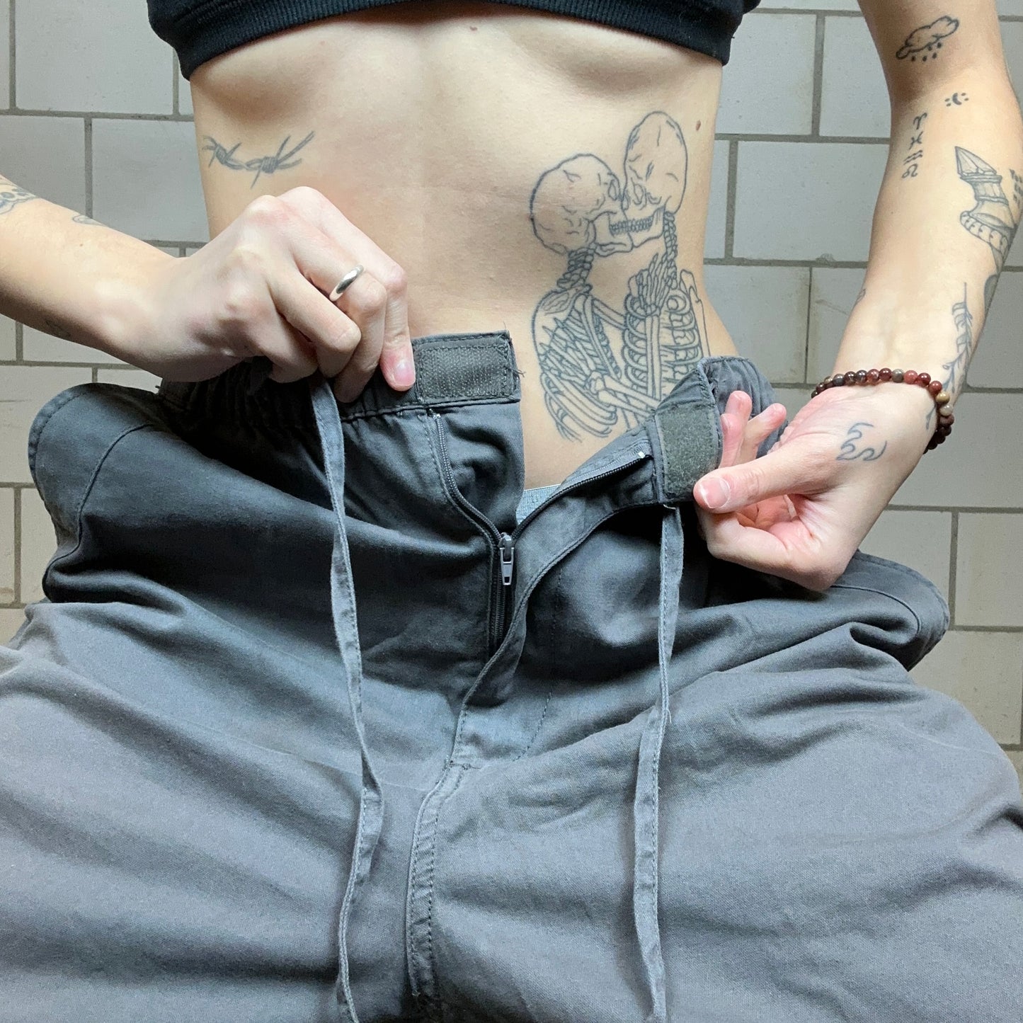 Gray Parachute Pants