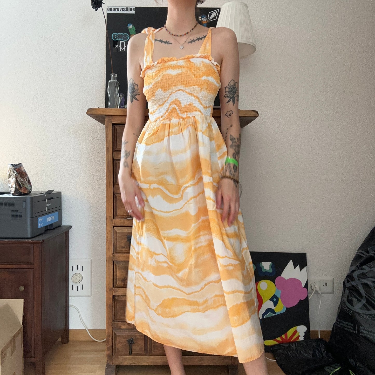 Yellow and white maxi dress | Bern