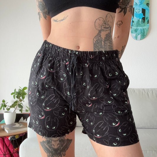 Black Shorts with "Toothless" pattern