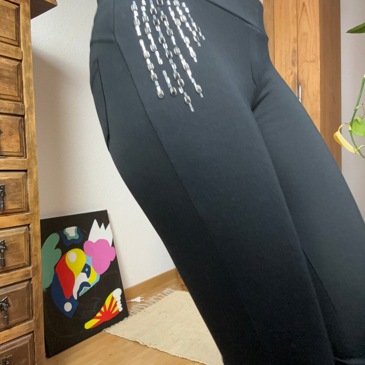 Y2K Black Leggings with cute sparkling details | Bern