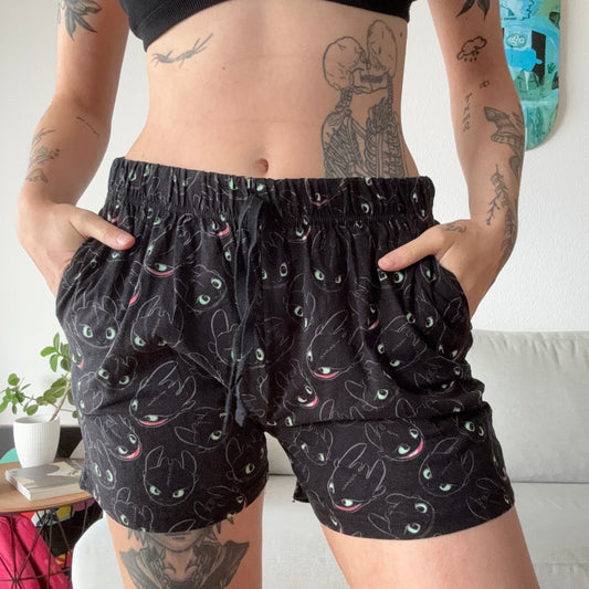 Black Shorts with "Toothless" pattern