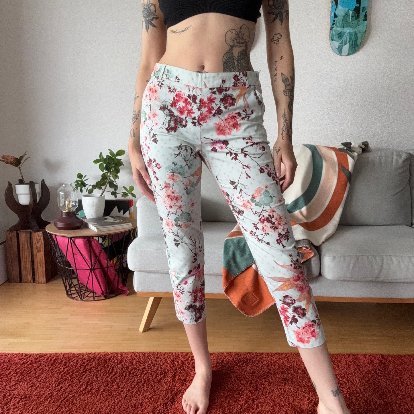 Blue Pants with flower Print | Bern