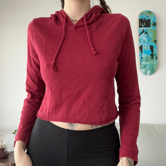 Sweat à capuche court rouge | Bern