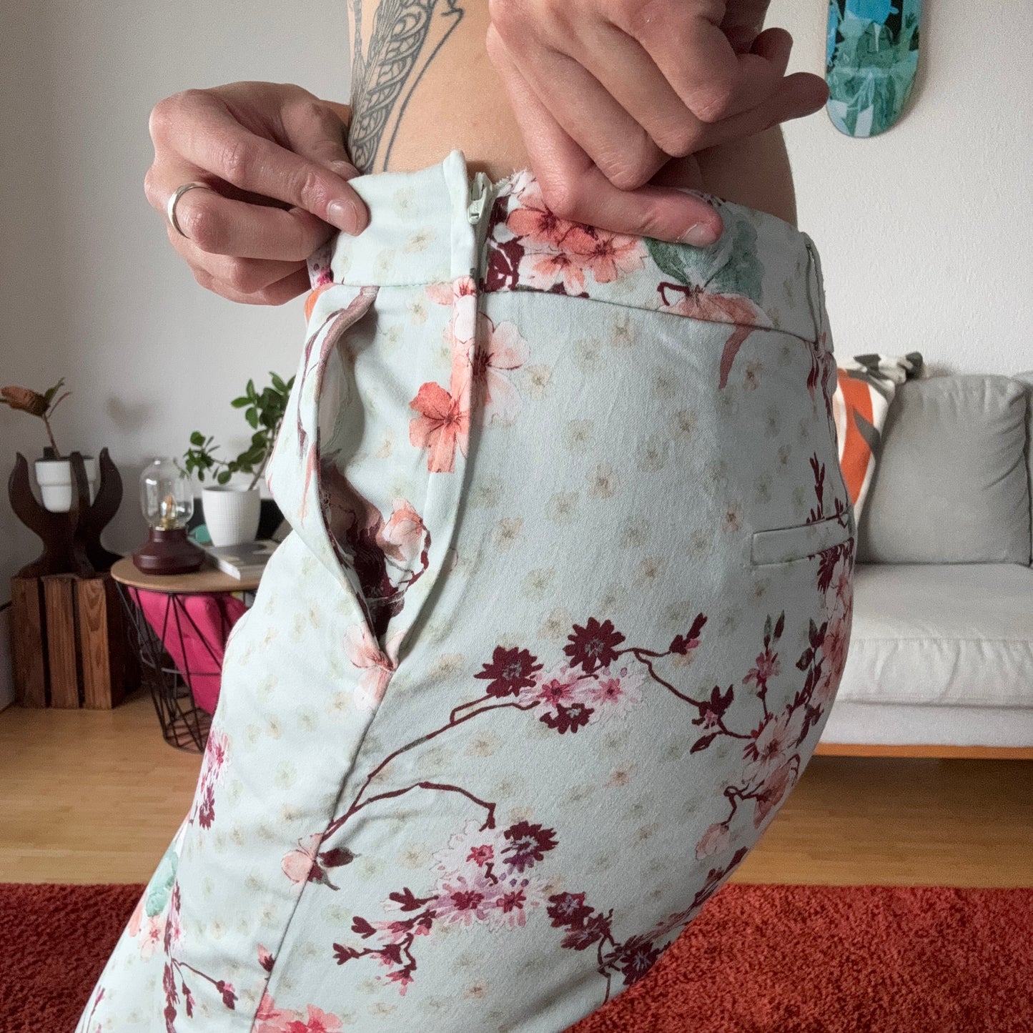 Blue Pants with flower Print | Bern