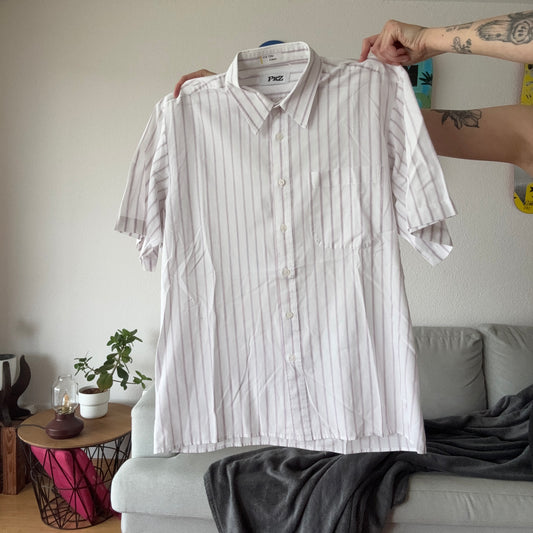 White PKZ Shirt / Blouse with purple stripes