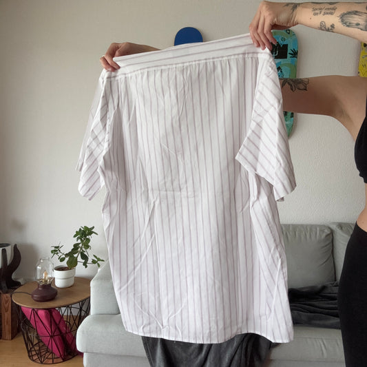 White PKZ Shirt / Blouse with purple stripes