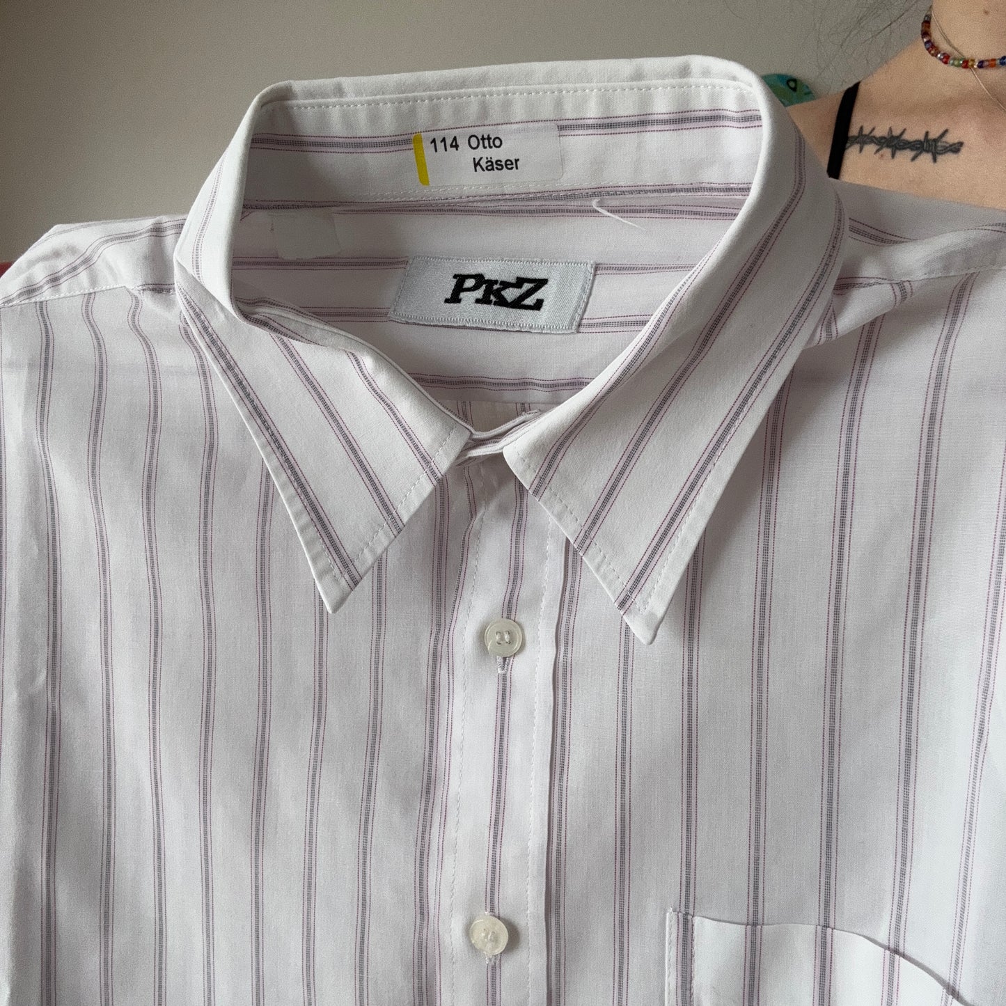 White PKZ Shirt / Blouse with purple stripes