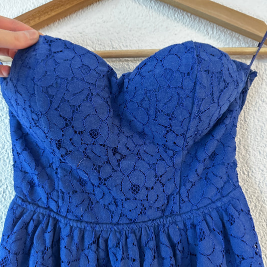 Blue strapless Mini Dress