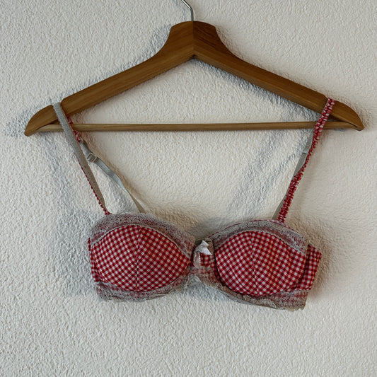 Weiß-rosa karierter BH