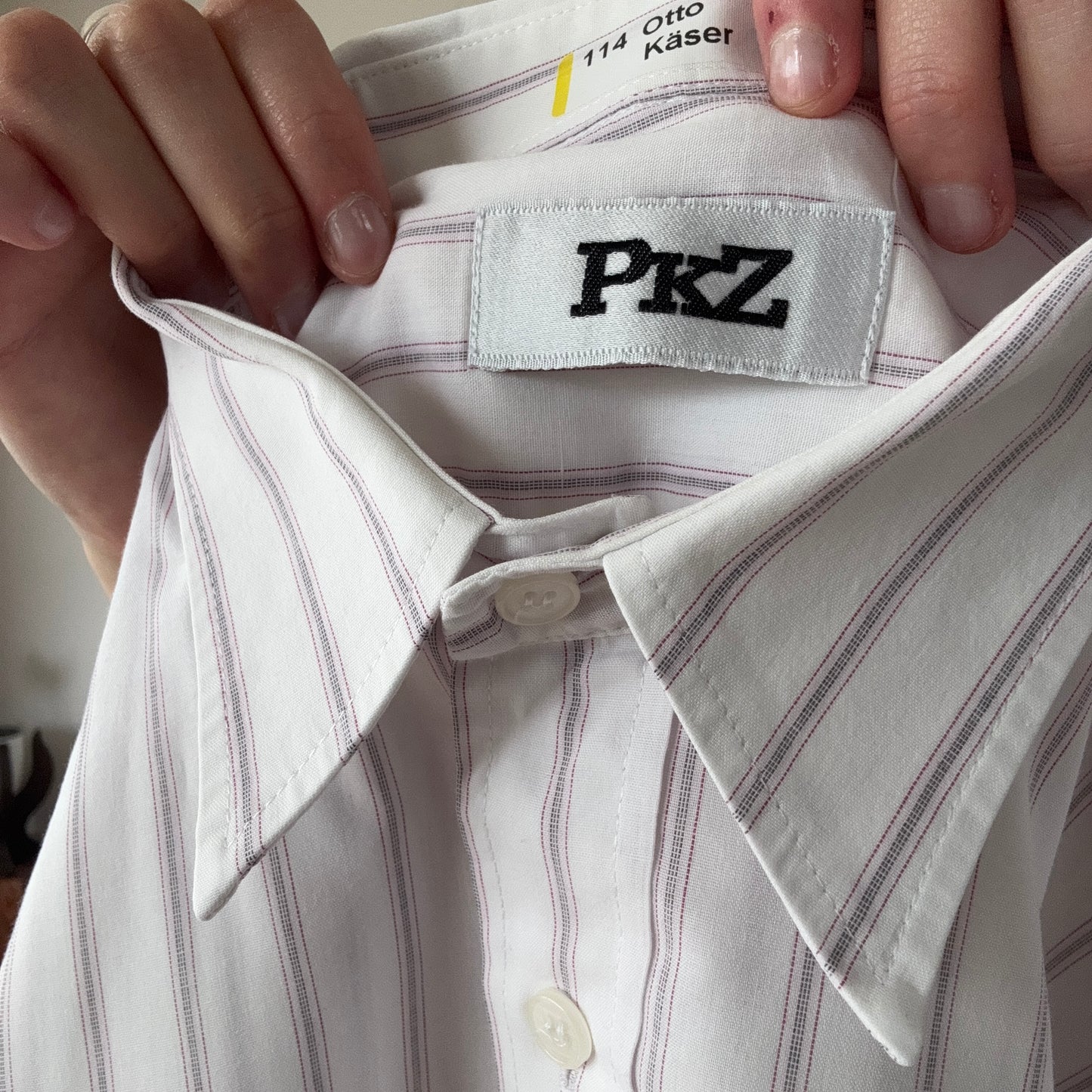 White PKZ Shirt / Blouse with purple stripes