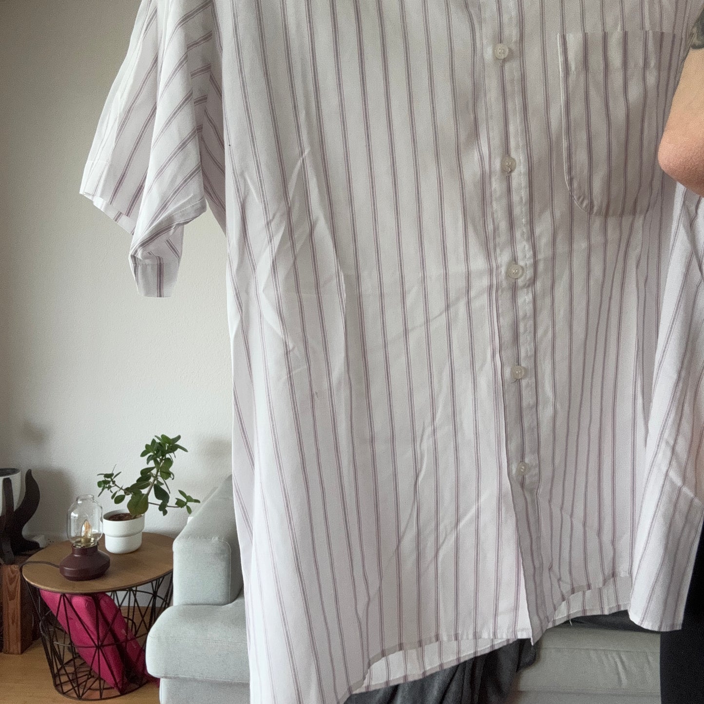 White PKZ Shirt / Blouse with purple stripes