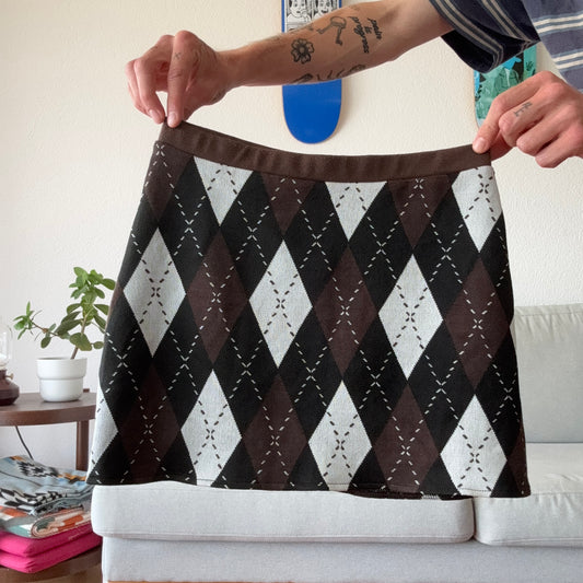 Brown Skirt with blue and Black checked pattern | Bern