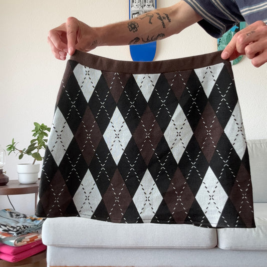 Brown Skirt with blue and Black checked pattern | Bern