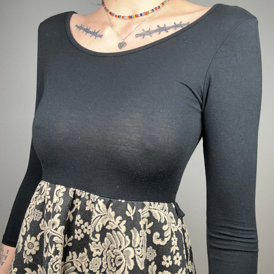 Black Dress with beige pattern | Bern