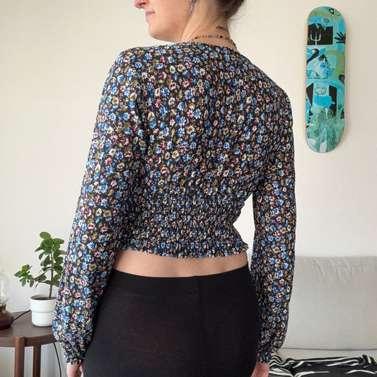 Black Blouse with colorful Flower Print | Bern