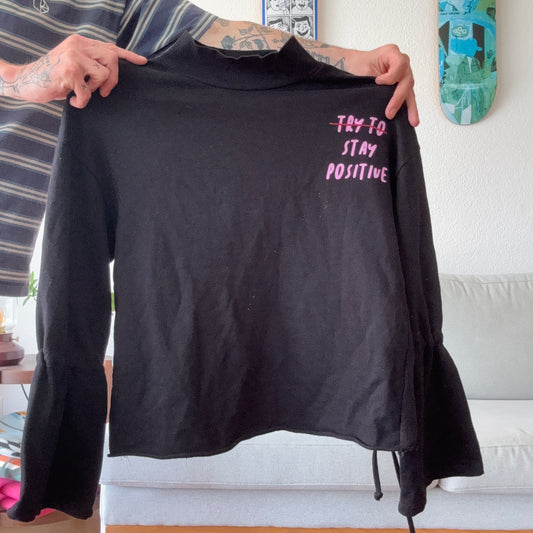 Black Sweater with pink print