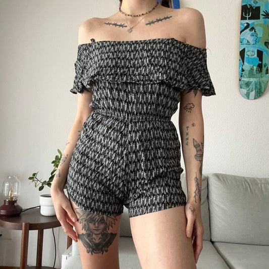 Black and White Offshoulder Overall | Bern