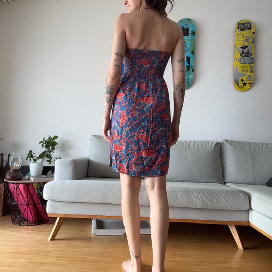 Blue Dress with red pattern | Bern