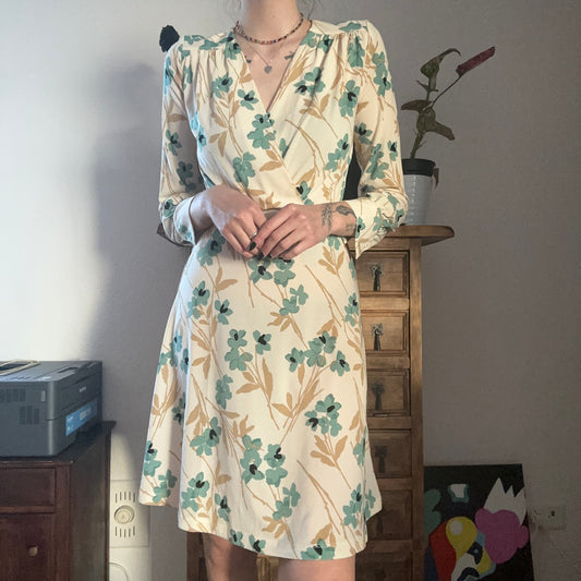 Beige Dress with blue Flower Print | Bern