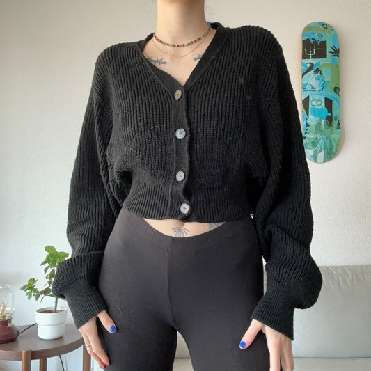 Black cropped knitted Jacket
